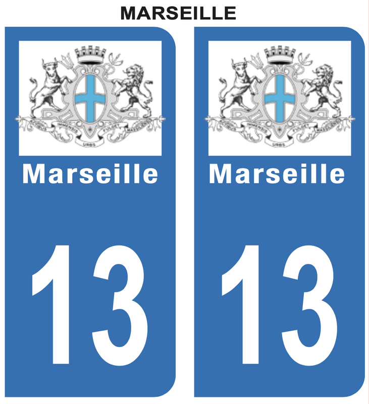 Autocollant Stickers plaque d'immatriculation voiture 13 blason Marseille