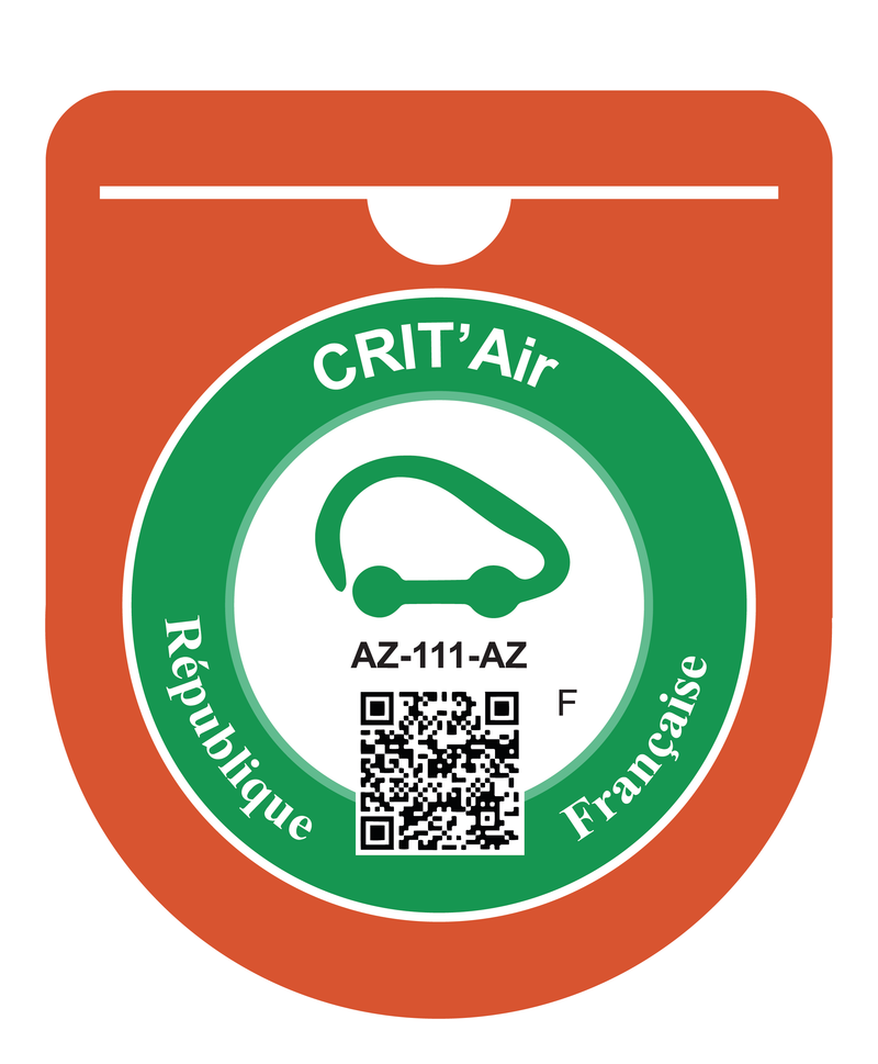 Porte Vignette Crit’Air Pare Brise Macaron | Étui Pochette Adhésive Autocollant Sticker Orange