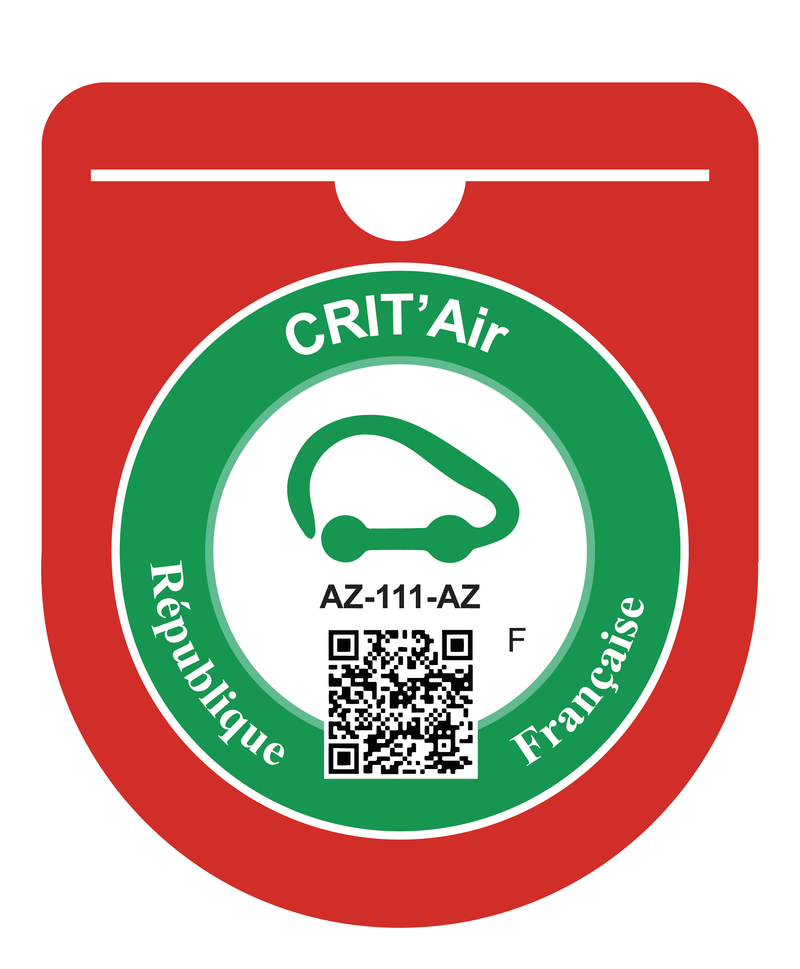 Porte Vignette Crit’Air Pare Brise Macaron | Étui Pochette Adhésive Autocollant Sticker Rouge