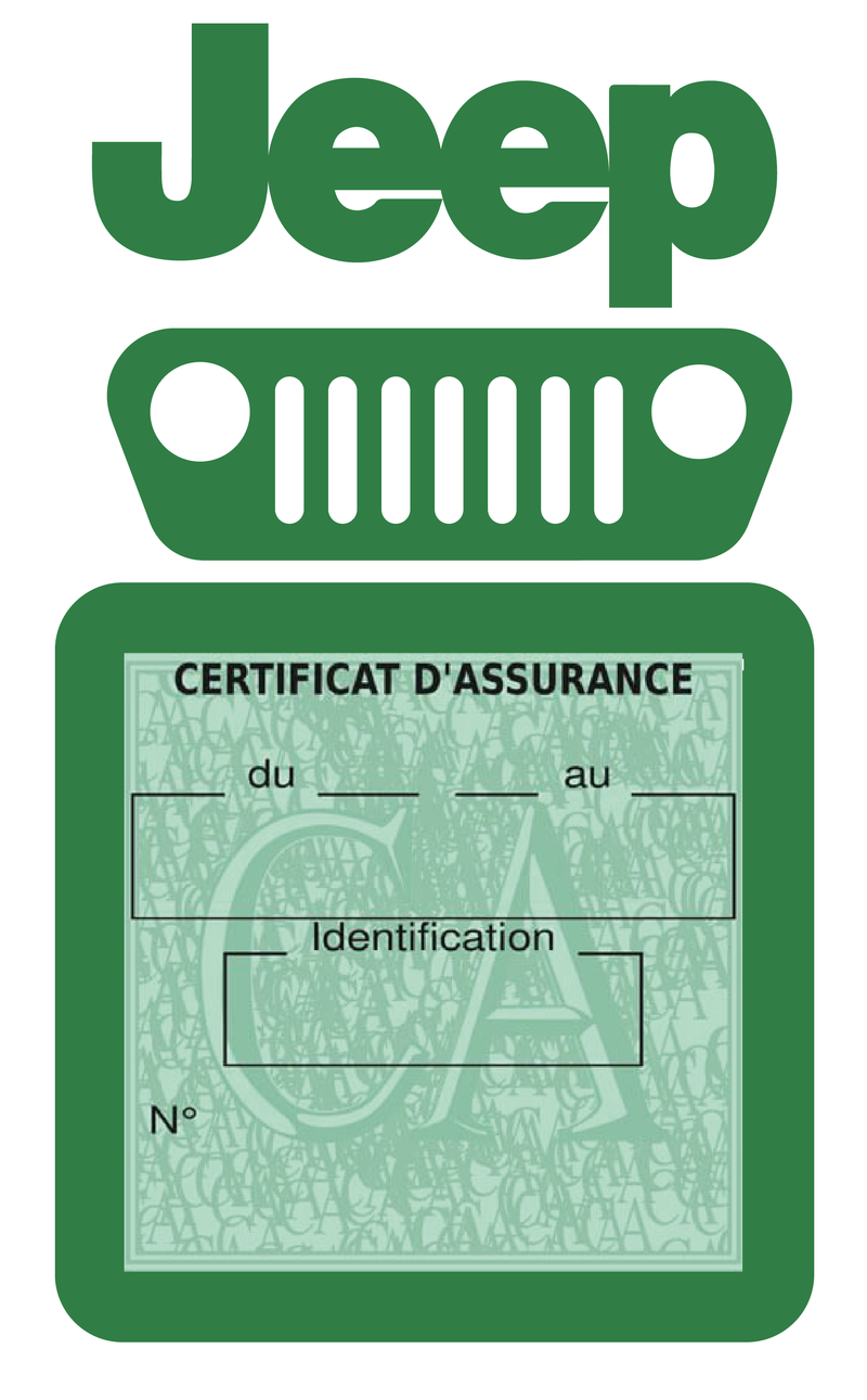 Porte Vignette Assurance Pare Brise Voiture Pour Jeep | Étui Simple Pochette Adhésive Autocollant Sticker Vert