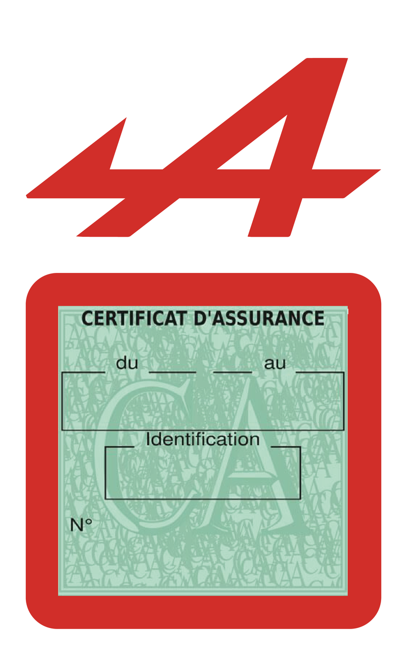 Porte Vignette Assurance Pare Brise Voiture Pour Alpine | Étui Simple Pochette Adhésive Autocollant Sticker Rouge