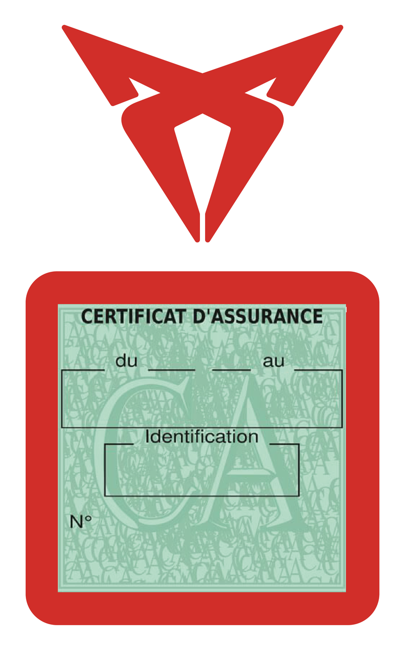 Porte Vignette Assurance Pare Brise Voiture Pour Cupra | Étui Simple Pochette Adhésive Autocollant Sticker Rouge