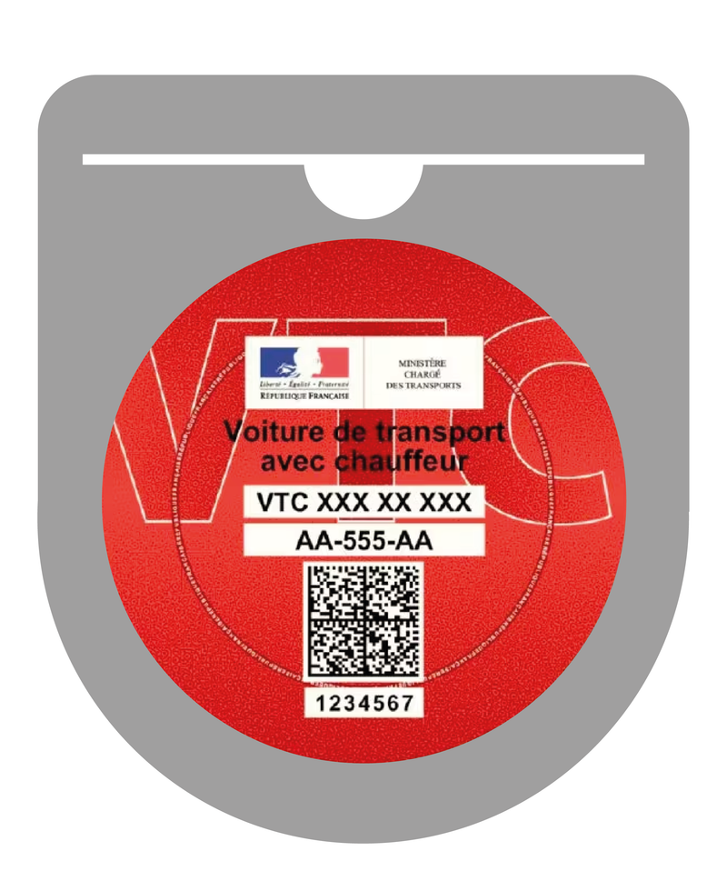 Porte Vignette Macaron VTC Pare Brise | Étui Pochette Adhésive Autocollant Sticker Gris