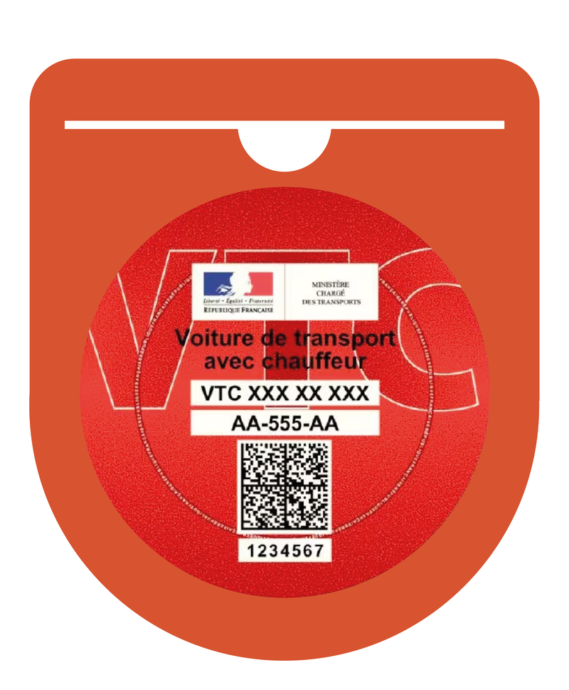 Porte Vignette Macaron VTC Pare Brise | Étui Pochette Adhésive Autocollant Sticker Orange