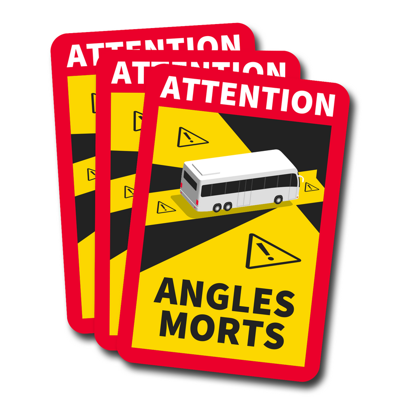 Lot de 3 Autocollants Stickers Attention Danger Angles Morts Obligatoire