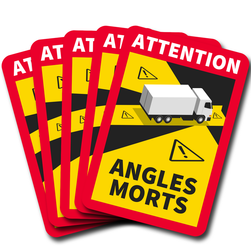 Lot de 5 Autocollants Stickers Attention Danger Angles Morts Obligatoire
