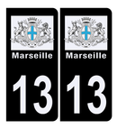 Autocollant Stickers plaque d'immatriculation voiture 13 blason Marseille