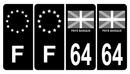 Lot 4 Autocollants Plaque d'immatriculation Voiture 64 Pays Basque