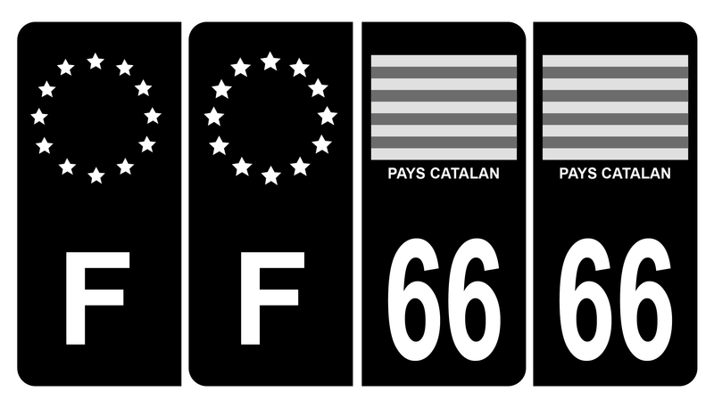 Lot 4 Autocollants Plaque d'immatriculation Voiture 66 Drapeau Catalan