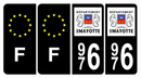 Lot 4 Autocollants Plaque d'immatriculation 976 Mayotte