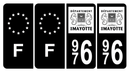 Lot 4 Autocollants Plaque d'immatriculation 976 Mayotte