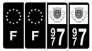 Lot 4 Autocollants Plaque d'immatriculation 977 Saint-Barthélemy