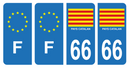 Lot 4 Autocollants Plaque d'immatriculation Voiture 66 Drapeau Catalan