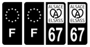 Lot 4 Autocollants Plaque d'immatriculation Voiture Elsass 67