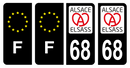 Lot 4 Autocollants Plaque d'immatriculation Voiture Elsass 68
