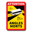 Autocollant Stickers Attention Danger Angles Morts Obligatoire