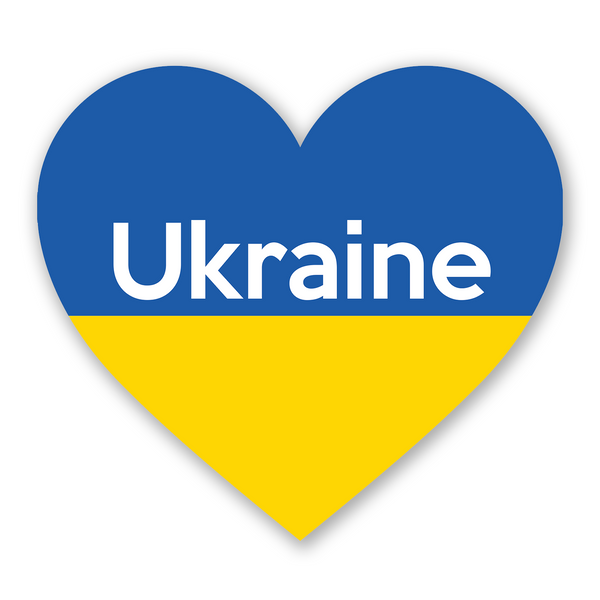Autocollant Sticker Forme Coeur Drapeau Ukraine Adhésif