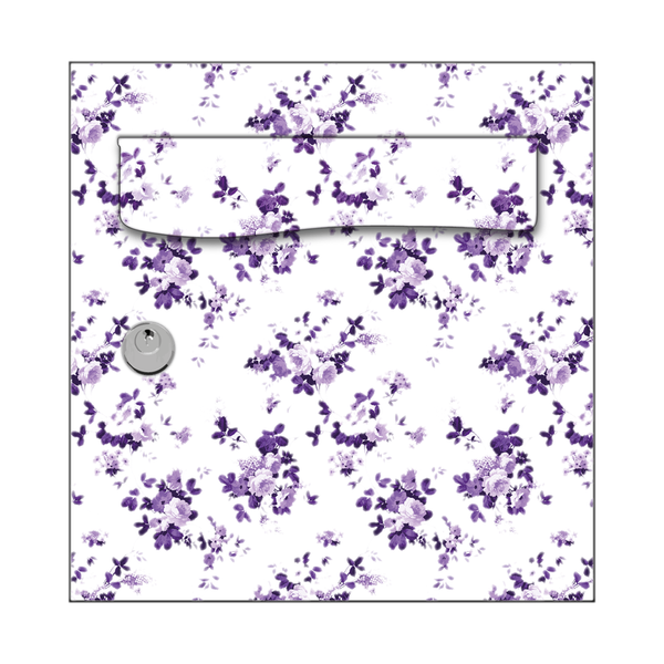 Autocollant Sticker Décoration Boîte aux lettres Texture Fleurs Violette - Face Avant