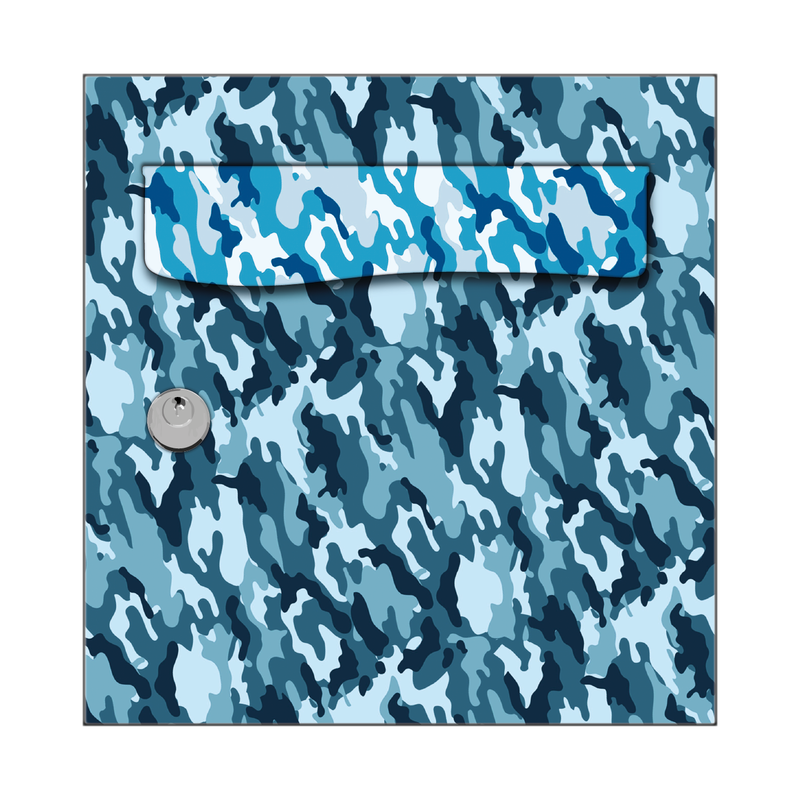Autocollant Sticker Décoration Boîte aux lettres Texture Militaire Bleu - Face Avant