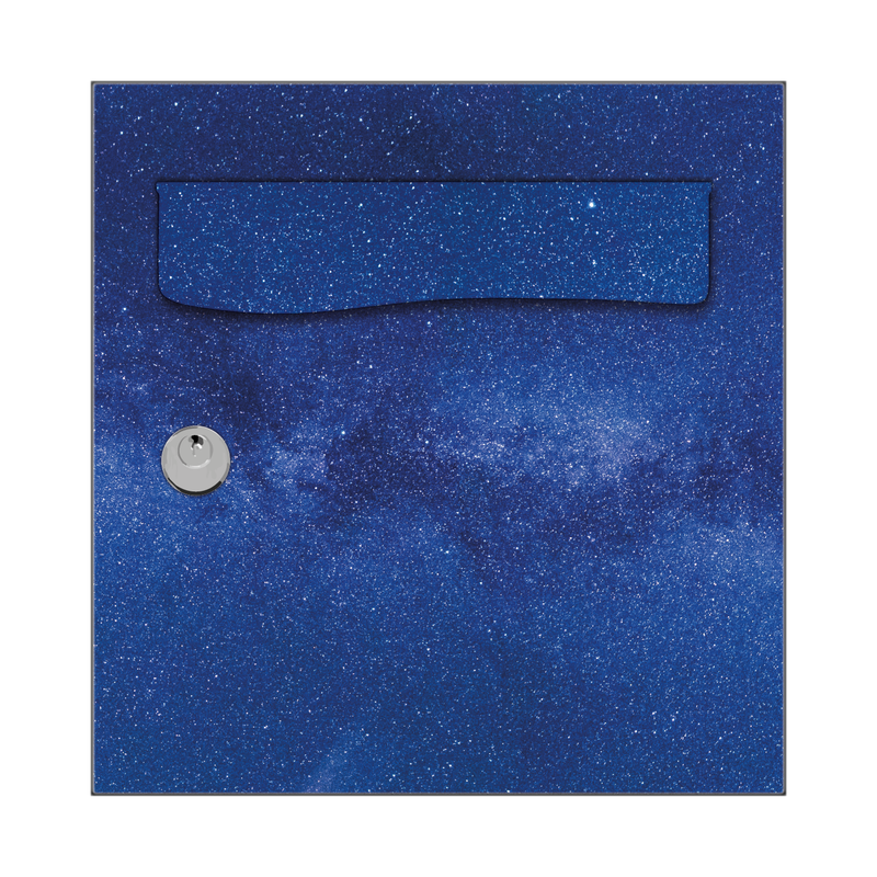 Autocollant Sticker Décoration Boîte aux lettres Texture Galaxie Bleue - Face Avant