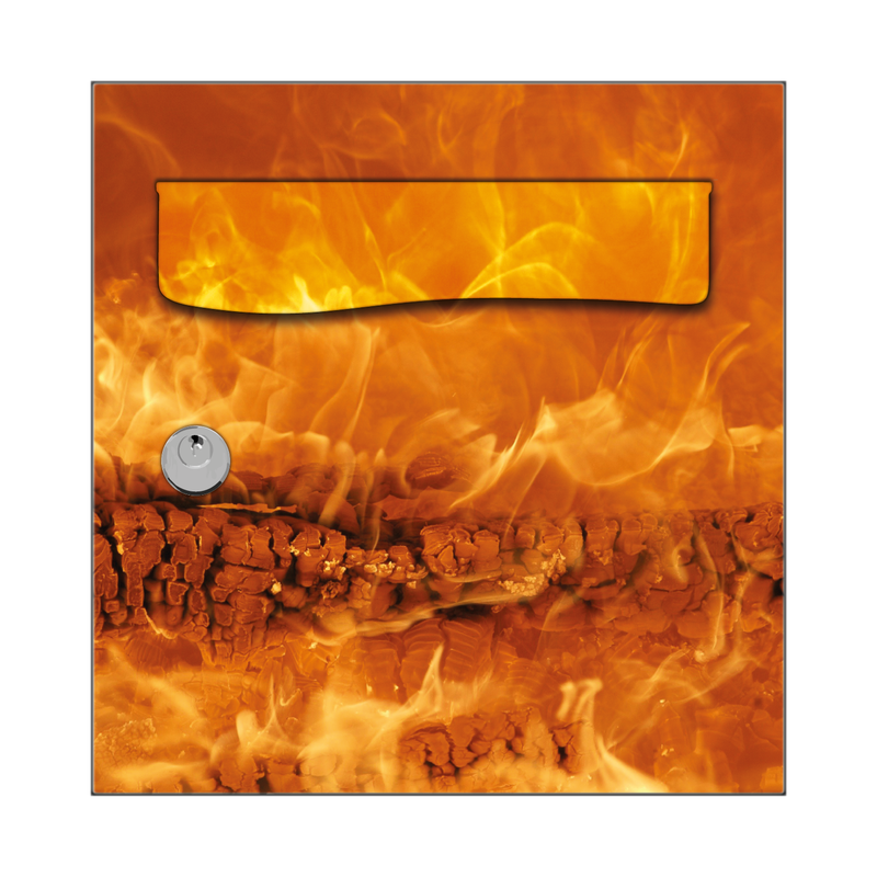 Autocollant Sticker Décoration Boîte aux lettres Bois Flammes - Face Avant