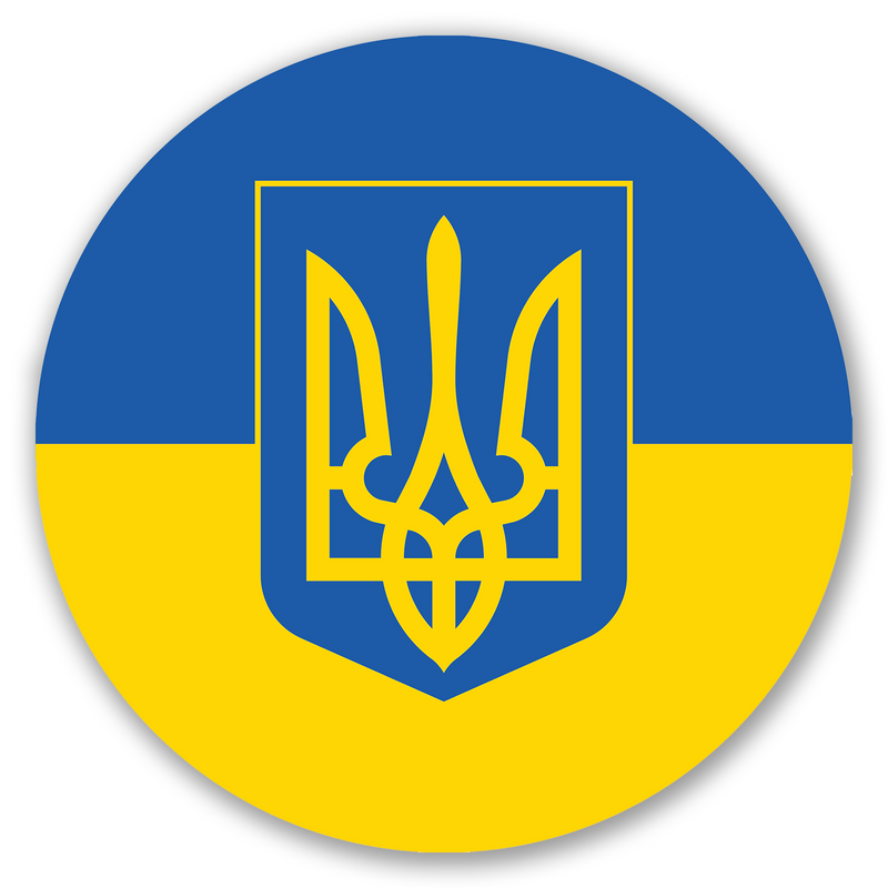 Autocollant Sticker Rond Drapeau Emblème Ukraine Adhésif