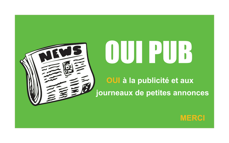 Autocollant Sticker Oui Pub Boîte aux Lettres Vert avec Logo Journal