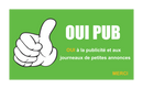 Autocollant Sticker Oui Pub Boîte aux Lettres Vert avec Logo Pouce