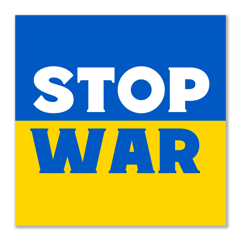 Autocollant Sticker Carré Stop War Ukraine Guerre Adhésif