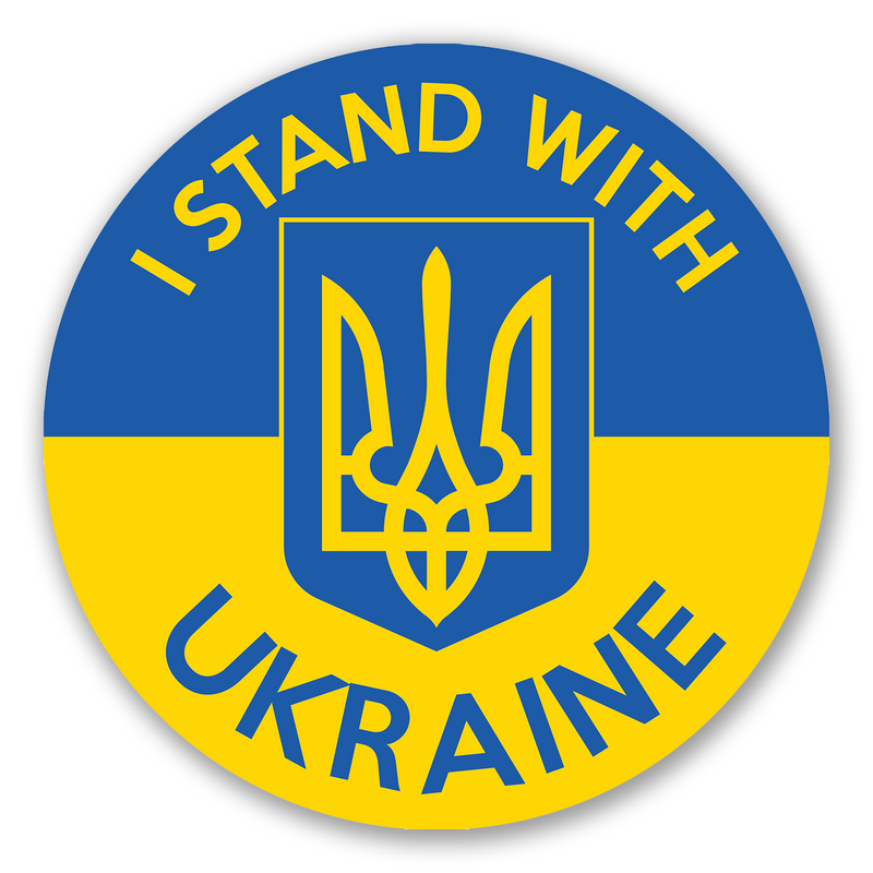 Autocollant Sticker Rond Emblème Stand With Ukraine Adhésif