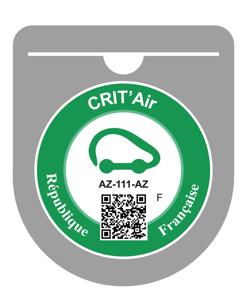 Porte Vignette Crit’Air Pare Brise Macaron | Étui Pochette Adhésive Autocollant Sticker Gris