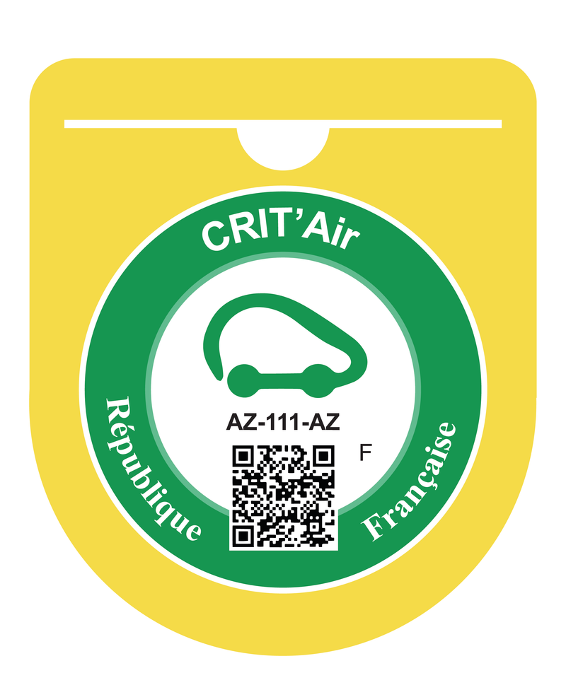 Porte Vignette Crit’Air Pare Brise Macaron | Étui Pochette Adhésive Autocollant Sticker Jaune