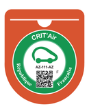 Porte Vignette Crit’Air Pare Brise Macaron | Étui Pochette Adhésive Autocollant Sticker Orange