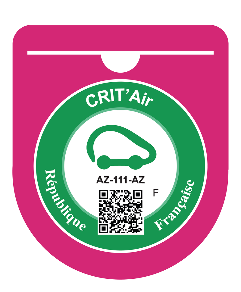 Porte Vignette Crit’Air Pare Brise Macaron | Étui Pochette Adhésive Autocollant Sticker Rose