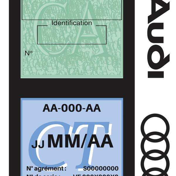 Double porte vignette assurance Audi sticker adhésif couleur blanc