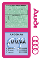 Porte Vignette Assurance Pare Brise Voiture Pour Audi | Double Étui Pochette Adhésive Autocollant Sticker Rose