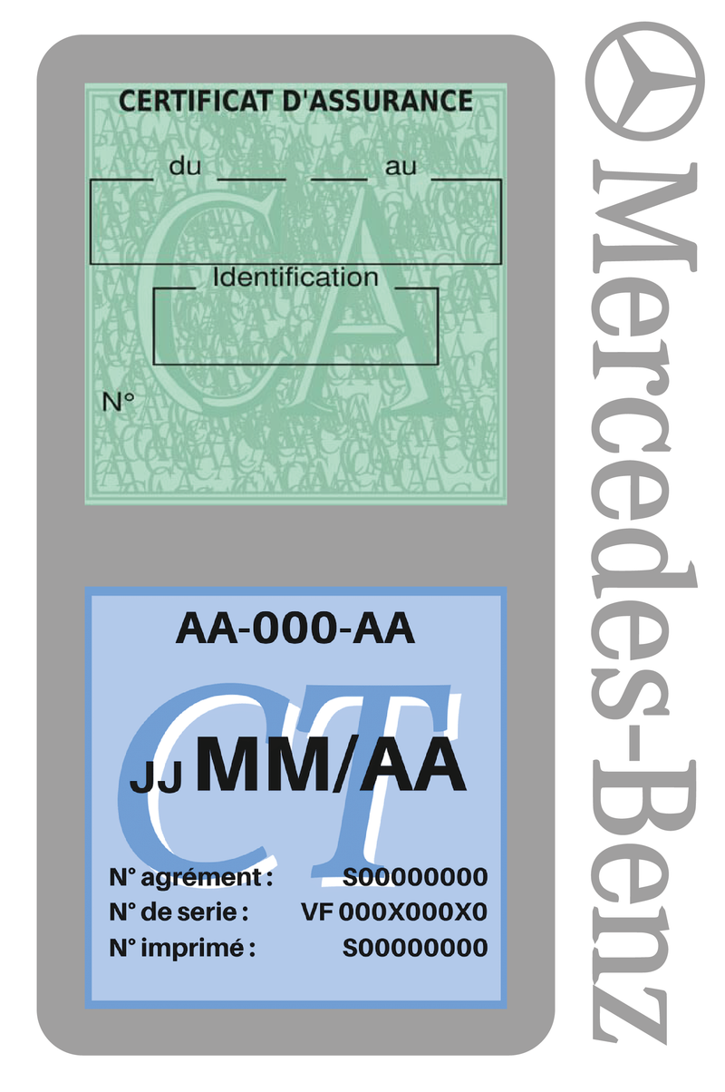 MERCEDES BENZ VD20 étui 2 vignette assurance Assurdhésifs® Stickers auto  retro