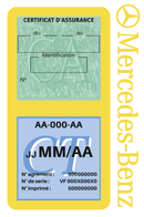 Porte Vignette Assurance Pare Brise Voiture Pour Mercedes-Benz | Double Étui Pochette Adhésive Autocollant Sticker Jaune