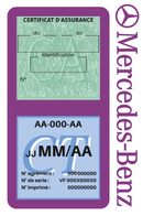 Porte Vignette Assurance Pare Brise Voiture Pour Mercedes-Benz | Double Étui Pochette Adhésive Autocollant Sticker Mauve
