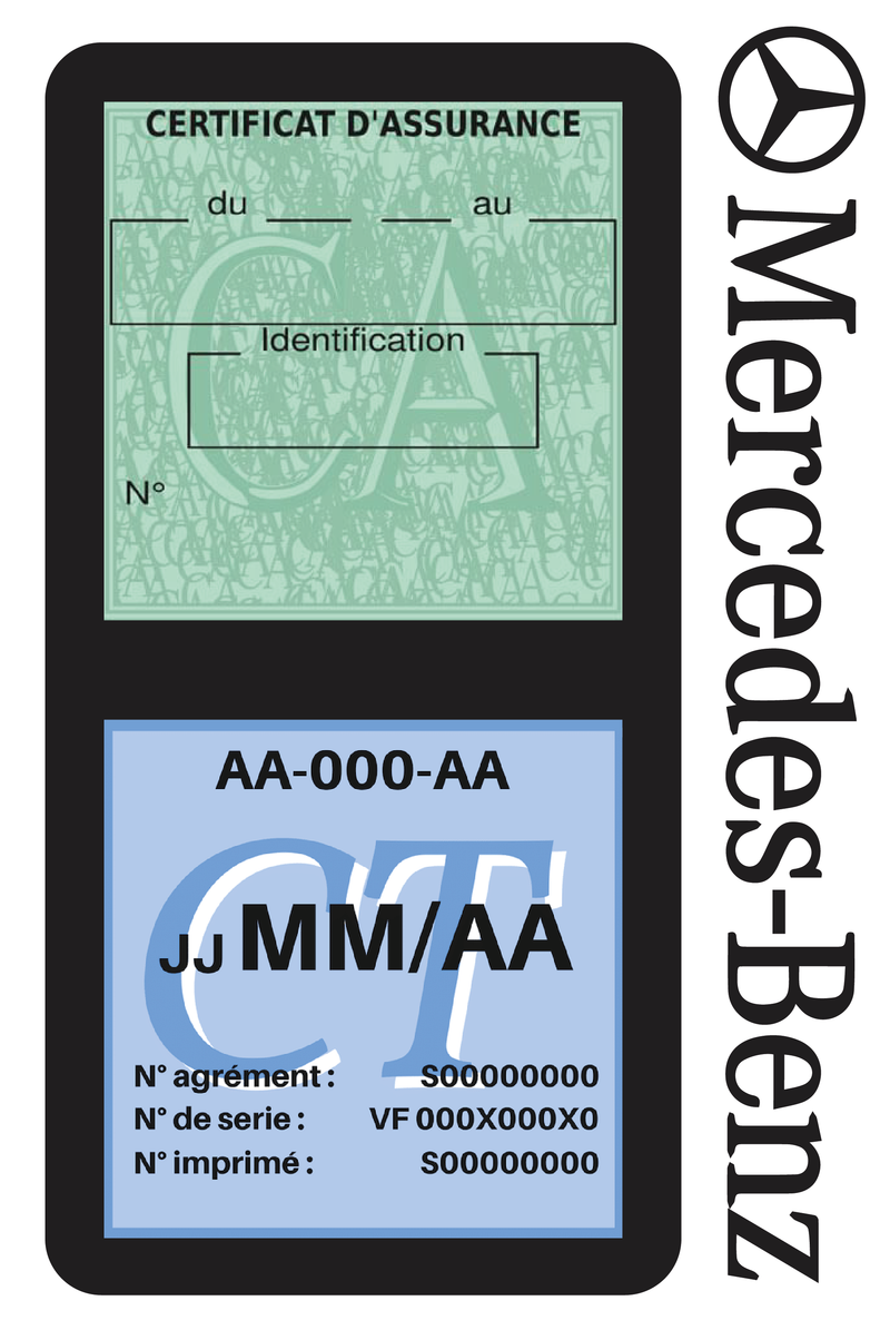 Double porte vignette assurance Mercedes Benz sticker adhésif couleur Gris  - Cdiscount Auto