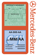 Porte Vignette Assurance Pare Brise Voiture Pour Mercedes-Benz | Double Étui Pochette Adhésive Autocollant Sticker Orange