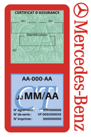 Porte Vignette Assurance Pare Brise Voiture Pour Mercedes-Benz | Double Étui Pochette Adhésive Autocollant Sticker Rouge
