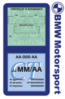 Porte Vignette Assurance Pare Brise Voiture Pour BMW Motorsport | Double Étui Pochette Adhésive Autocollant Sticker Bleu