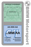 Porte Vignette Assurance Pare Brise Voiture Pour BMW Motorsport | Double Étui Pochette Adhésive Autocollant Sticker Gris