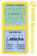 Porte Vignette Assurance Pare Brise Voiture Pour BMW Motorsport | Double Étui Pochette Adhésive Autocollant Sticker Jaune
