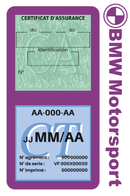 Porte Vignette Assurance Pare Brise Voiture Pour BMW Motorsport | Double Étui Pochette Adhésive Autocollant Sticker Mauve