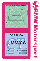 Porte Vignette Assurance Pare Brise Voiture Pour BMW Motorsport | Double Étui Pochette Adhésive Autocollant Sticker Rose