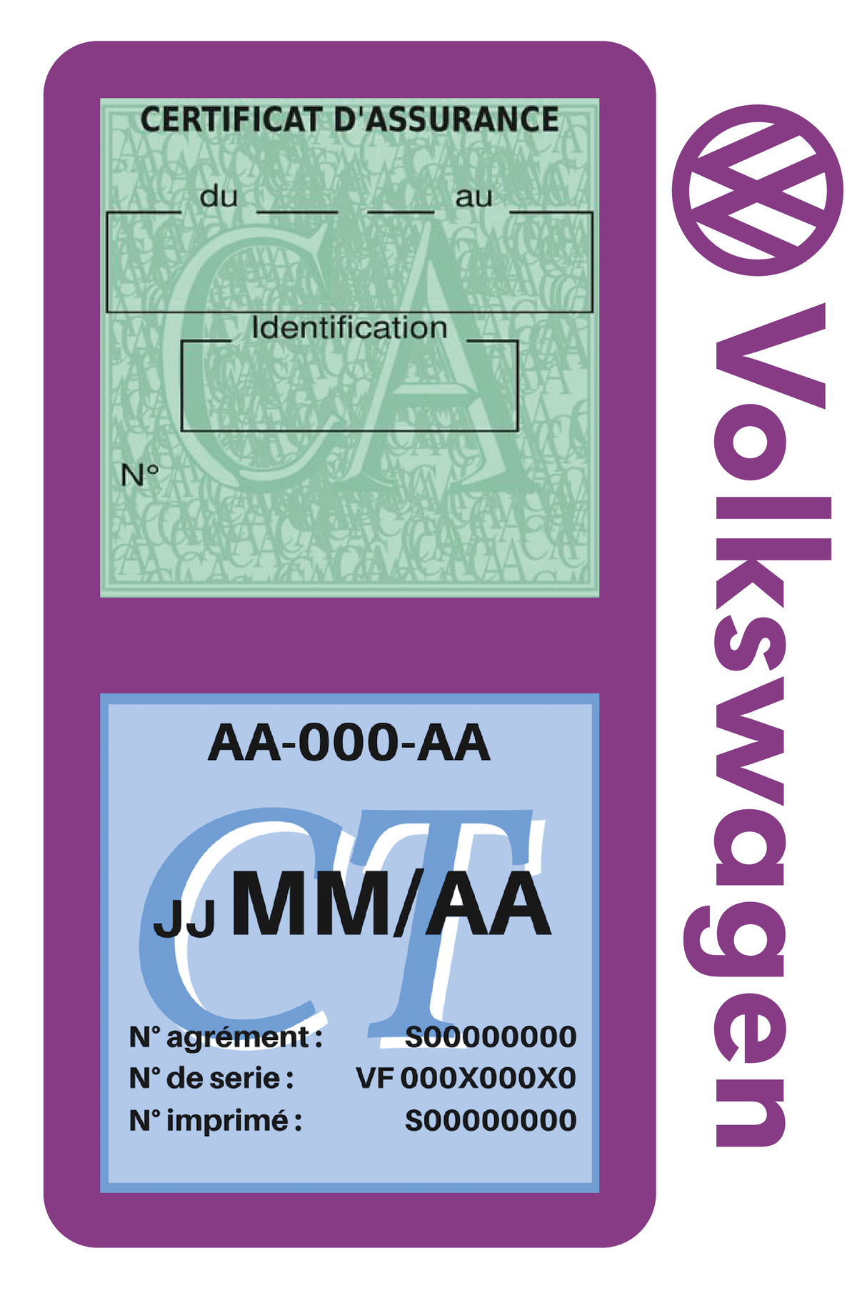 Porte-Cartes D'Immatriculation Et D'Assurance Voiture - Motif Galaxie Violet, Cuir PU - 5 Emplacements, Poches Transparentes - 3