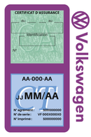 Porte Vignette Assurance Pare Brise Voiture Pour Volkswagen | Double Étui Pochette Adhésive Autocollant Sticker Mauve