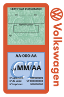 Porte Vignette Assurance Pare Brise Voiture Pour Volkswagen | Double Étui Pochette Adhésive Autocollant Sticker Orange